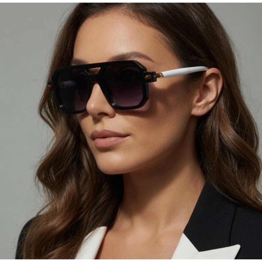 Women Oversized Square Sunglasses Black White Gradient Lens Modern Chanky Gafas